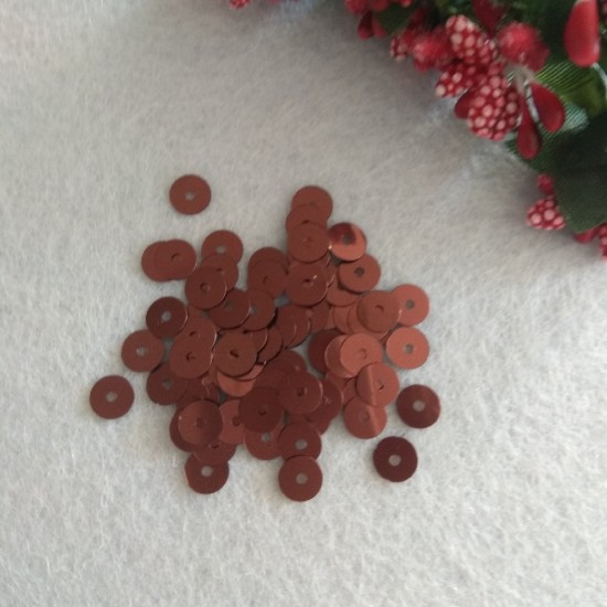 Пайетки плоские 6 мм, цв. коричневый, цена за 10 гр